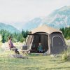 Outsunny Instant Pop Up Camping Tent, 2/3/4 Person Easy Setup Dome Family Tent with Vestibule, Rainfly, 4 Mesh Windows & 2 Doors, Hexagonal Design, Waterproof & UV Protected, Dark Grey