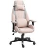HOMCOM Gaming Chair with Lumbar Support, Headrest for Adults, Fabric Desk Computer Chair with Adjustable Height and Armrest, 360 Swivel for Home Office, Pale Pink