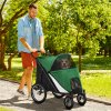 PawHut Large Dog Stroller Dog Pram Foldable Pet Pushchair with Safety Leashes for Medium, Large Dogs - Green