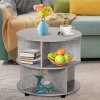 HOMCOM Round Coffee Table, Movable Centre Table with Divided Shelves and Rolling Wheels, 3 Tier Living Room Table