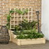 Outsunny 3 Tier Planters with Trellis for Vine Climbing, Wooden Raised Beds for Garden Patio, Outdoor Planter Box for Vegetables, Flowers, Herbs, Natural Tone