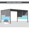 Outsunny 3(m) x 4m Pergola with Solar LED Lights, Garden Gazebo with Retractable Roof, Steel Frame, Outdoor Sun Shade Shelter for Patio Balcony Porch, Dark Grey