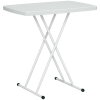 Outsunny Portable Folding Coffee Table, Height Adjustable Garden Table Bistro Table with HDPE Top and Metal Frame for Balcony Poolside Deck, White