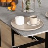 HOMCOM Mobile Drop Leaf Table, Folding Dining Table with 6 Wheels & Brakes, Kitchen Table for Small Spaces, Grey Marble Effect