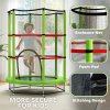 HOMCOM 4.6FT Kids Trampoline for Toddlers Outdoor Indoor w/ Enclosure Net, Steel Frame, for Ages 3-6 Years