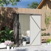 Outsunny 5ft x 3ft Lean to Garden Shed, Metal Outdoor Storage Shed with Single Lockable Door, Tool Storage Shed for Garden, Patio, Light Grey