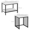 HOMCOM Modern Coffee Table Set of Two, Marble-Effect Nesting Side Tables with Steel Frame for Living Room