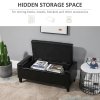 HOMCOM PU Leather Storage Ottoman Bench Storage Chest Tufted Ottoman Cube w/ Flipping Top 92L x 40W x 40H cm
