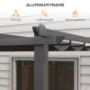 Outsunny 3 x 4m Pergola with Retractable Roof, Aluminium Frame Garden Gazebo Canopy Outdoor Sun Shade Shelter for Grill, Patio, Deck, Dark Grey