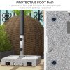 Outsunny 28kg Granite Parasol Base, Heavy Duty Square Umbrella Stand with Wheels and Retractable Handle, Parasol holder for 32mm, 38mm, 48mm Poles, Grey