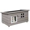 PawHut Outdoor Wooden Cat House, Elevated Cat Shelter Kennel, Pet Play House with Openable Top, Asphalt Roof, Window, 87 x 52 x 44 cm, Grey