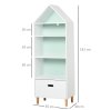 HOMCOM Kids Children Wooden Bookcase w/Drawer Bedroom Furniture Bookshelf Storage Rack Display Unit Toys Games Organisation Cabinet Pink Blue Back Panel 50 x 30 x 142 cm