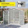 Outsunny 8 x 6ft Plastic Garden Storage Shed with Foundation Kit, Polypropylene Outdoor Storage Tool House with Ventilation Slots and Lockable Door, Light Grey