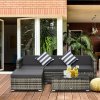 Outsunny 5 Piece Rattan Garden Furniture Set, Outdoor Corner Sofa with 67 cm Wide & Deep Seat, Sectional Outdoor Furniture Conversation Set with Cushions, Glass Top Coffee Table for Patio, Mixed Grey