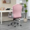 Vinsetto Home Office Chair, Velvet Computer Chair, Button Tufted Backrest with Swivel Wheels, Adjustable Height and Tilt Function, Pink