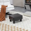 HOMCOM Faux Leather Footstool, Small Foot Rest, Rectangle Sofa Stool for Bedroom Living Room, Brown