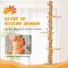 PawHut 242cm Floor to Ceiling Cat Tree for Indoor Cats with Leaves, Height Adjustable Cat Climbing Tower with Scratching Post, Anti-Slip Kit - Orange