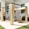 Outsunny 3 x 3(m) Pergola with Retractable Roof Canopy and Curtains, Metal Frame Garden Gazebo Outdoor Sun Shade Shelter for Grill, Patio, Deck, Khaki