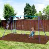 Outsunny Metal Garden Swing Set Height Adjustable Children Outdoor Backyard Play Set for Toddlers Over 3 Years Old, Purple