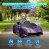 AIYAPLAY 12V Lamborghini Autentica Licensed Kids Electric Car with Butterfly Doors, Ride on Car with Remote Control, 4 Suspension Wheels, Soft Start, LED Lights, Music, Horn, Purple