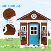 Outsunny Wooden Playhouse for Kids Outdoor Wendy House with Doors, Windows, Plant Pots, Boxes, for 3-8 Years - Dark Brown