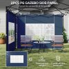 Outsunny Gazebo Side Panels with Window for 3x3(m) or 3x6m Gazebo Canopy, 2 Pack Sides Replacement, Blue