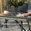 Outsunny 4 Piece Rattan Garden Furniture Set, 4 Seater Wicker Outdoor Furniture Set with 2 Armchairs, Loveseat, Glass Top Coffee Table and Cushions for Balcony, Porch, Grey