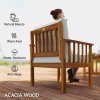 Outsunny 4 Piece Garden Furniture Set, 4 Seater Acacia Wood Patio Conversation Set with 2 Chairs, Loveseat, Thick Cushions and Coffee Table, Slat Design, Teak