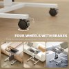 HOMCOM Height Adjustable Standing Desk, Pneumatic Sit Stand Desk for Laptop, Mobile Overbed Table with Wheels and Headphone Hook for Home Office