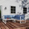 Outsunny 4 Piece L Shaped Garden Furniture Set with 5-Level Adjustable Lounger, 5 Seater Sectional Outdoor Sofa Set with 2 Loveseats, Corner Chair, DPC Coffee Table and Removable Thick Cushions, Grey