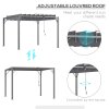 Outsunny 3 x 3(m) Outdoor Louvered Pergola with Adjustable Roof, AluminIum Patio Gazebo Canopy with Ground Stakes for Patio, Lawn, Garden, Grey