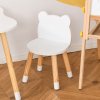 HOMCOM Kids Table and Chair Set, 3-Piece Childrens Table and Chair Set with 2 Bear-Shaped Chairs, for Playroom, Nursery, Living Room, White