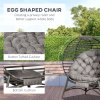 Outsunny Egg Chair with Soft Cushion, Outdoor Lounge Chair with Steel Frame and Side Pocket, Garden Leisure Seat for Indoor, Outdoor, Brown