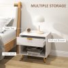 HOMCOM Bedside Table, Bedside Cabinet With Drawer and Open Compartment, Nightstand With Handle for Bedroom, Living Room, White