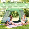 Outsunny 6 Person Pop Up Camping Tent, 2-Tier Design Backpacking Tent with 4 Windows 2 Doors Portable Carry Bag for Fishing Hiking, Green
