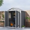 Outsunny 6 x 4.5FT Plastic Garden Shed with Floor, Lockable Tool Storage House with Window, Vent and Plastic Roof, Grey