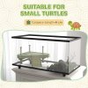 PawHut Turtle Tank, 28L Glass Turtle Aquarium with Basking Platform, Ramp, Easy Drainage, Strip Patch Thermometer, for Small Turtles, 45 x 25 x 29cm
