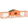 PawHut Rabbit Hutch Run, Guinea Pig Hutch Wooden Bunny House with Tray, Ramps, Asphalt Roof, for Garden, Yard, 309 x 70 x 87cm, Orange