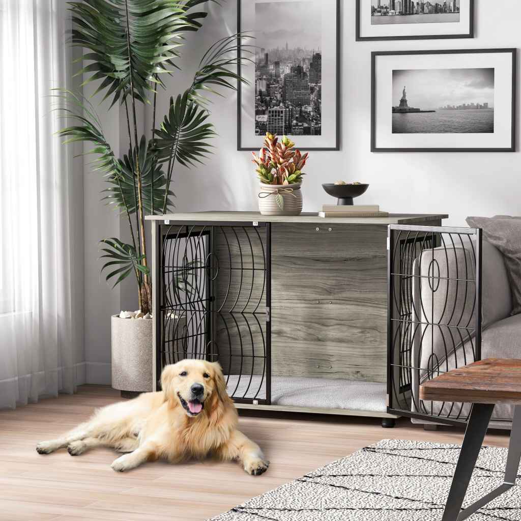 Curated visual reference: Puppy Crate Mesh Crate Inserts For Ventilation Reference: Pawhut Dog Crate Furniture Dog Cage End Table With Large