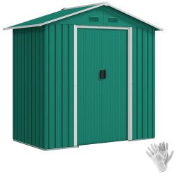Outsunny 6.5ft x 3.5ft Garden Storage Shed, Large Metal Shed for Outdoor Storage with Double Sliding Doors and 4 Vents, Green