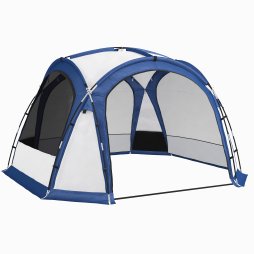 Outsunny Dome Tent for 6-8 Person, Camping Tent with 4 Zipped Mesh Doors, Removable Polyester Cloth, Lamp Hook, Portable Carry Bag, Screen House, White and Blue