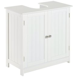 HOMCOM Under Sink Bathroom Storage Cabinet 2 Layers Vanity Unit Wooden - White