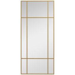 HOMCOM Rectangle Wall Mirror, 110 x 50cm Window Style Vanity Mirror with Metal Frame, Decorative Hanging Mirror for Living Room, Bedroom, Entryway, Vertical or Horizontal, Gold Tone