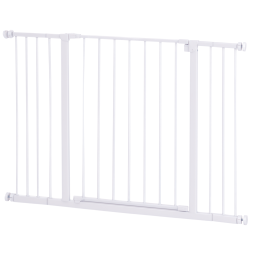 PawHut Dog Gate Pet Safety Gate Stair Barrier Pressure Fit Adjustable 76-82/86-97/101-107 cm, White