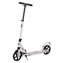 HOMCOM Folding Kick Scooter, Adjustable Ride On Scooter with 200mm Big Wheels and Double Shock Absorption, Urban Scooter for 14+ Teens Adult, White