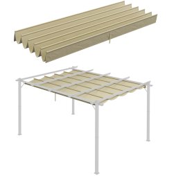 Outsunny Retractable Pergola Shade Cover, Replacement Canopy Fabric for 4 x 3 (m) Pergola, Gazebo Retractable Roof, Beige