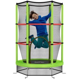 HOMCOM 4.6FT Kids Trampoline for Toddlers Outdoor Indoor w/ Enclosure Net, Steel Frame, for Ages 3-6 Years