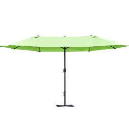 Outsunny 4.6m Garden Parasol Double-Sided Sun Umbrella Patio Market Shelter Canopy Shade Outdoor with Cross Base - Green