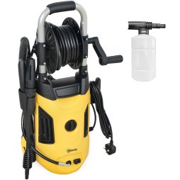 Outsunny 1800W High Pressure Washer, 150 Bar Pressure, 420 L/h Flow, Portable Power Washer Jet Wash Cleaner with Adjustable Nozzle, 6M Hose, Hose Reel, Steel Handle for Home Patio Car Driveway, Yellow