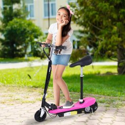 HOMCOM Outdoor Ride On Powered Scooter 120W Motor Bike 2 x 12V Battery - Pink